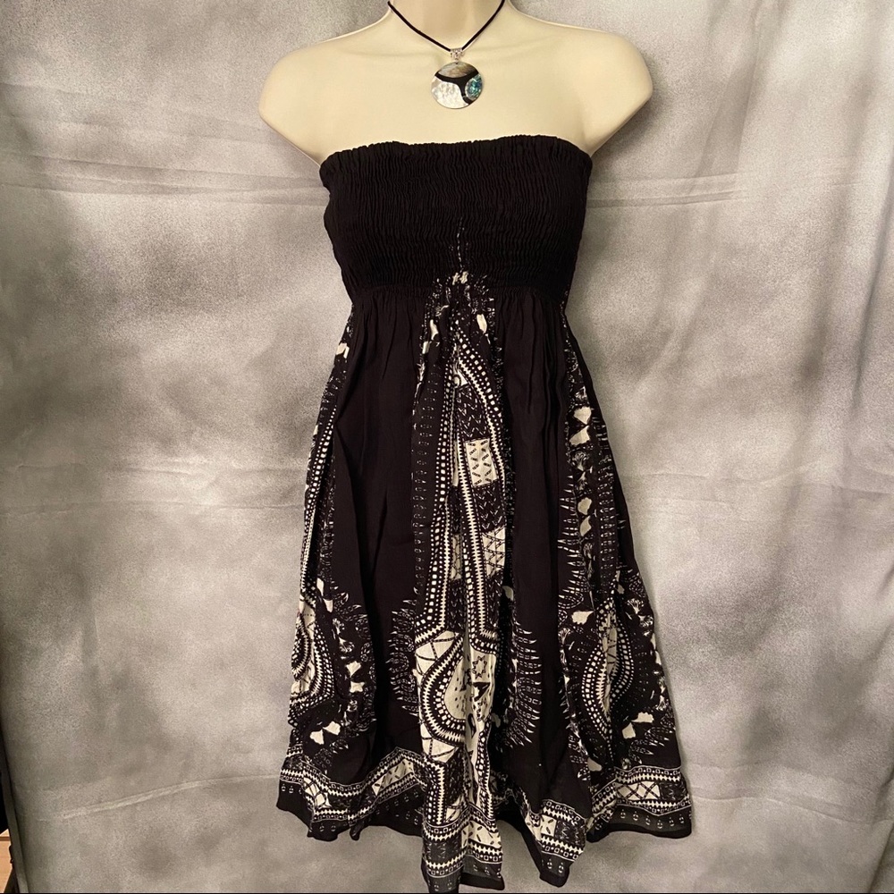 Halter Dress with intricate tribal print design.